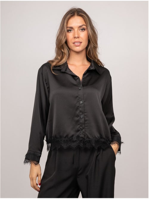 Camicia corta in raso bordata di pizzo olenka - Kiabi Camicia corta in raso bordata di pizzo olenka - Kiabi