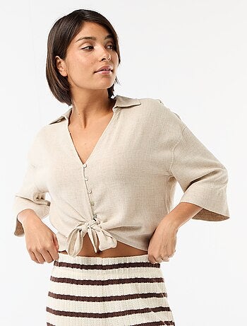 Camicia corta oversize annodata