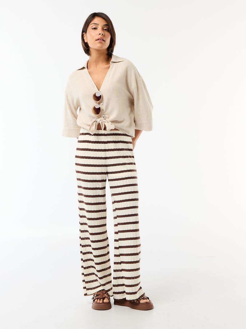 Camicia corta oversize annodata Beige - Kiabi