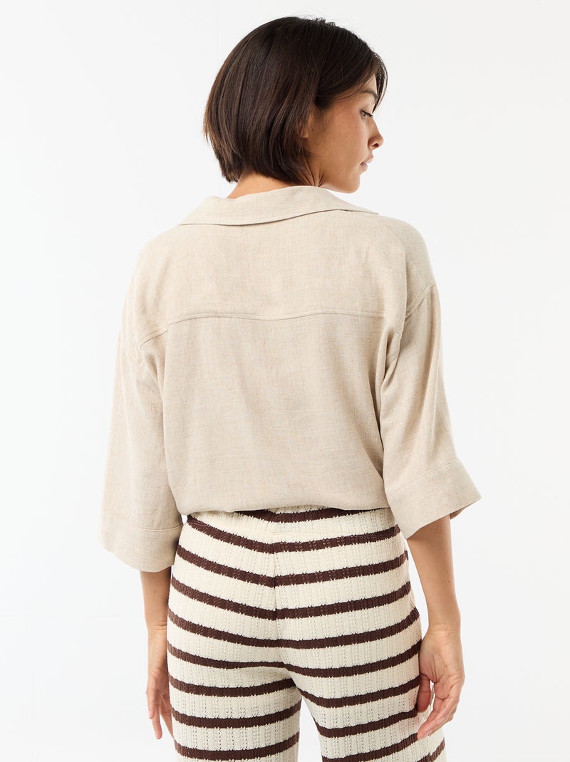 Camicia corta oversize annodata Beige - Kiabi