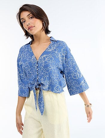 Camicia corta oversize annodata
