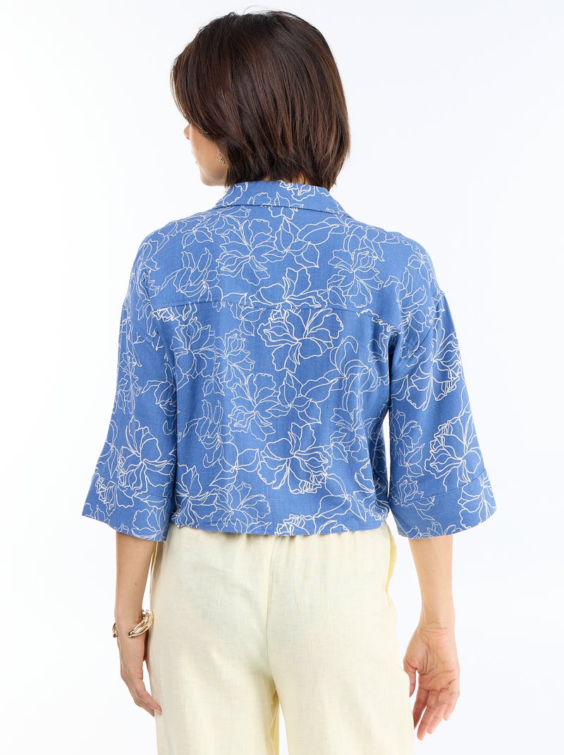 Camicia corta oversize annodata Blu - Kiabi