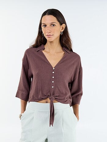 Camicia corta oversize annodata