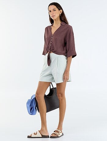 Camicia corta oversize annodata