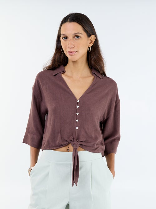 Camicia corta oversize annodata - Kiabi