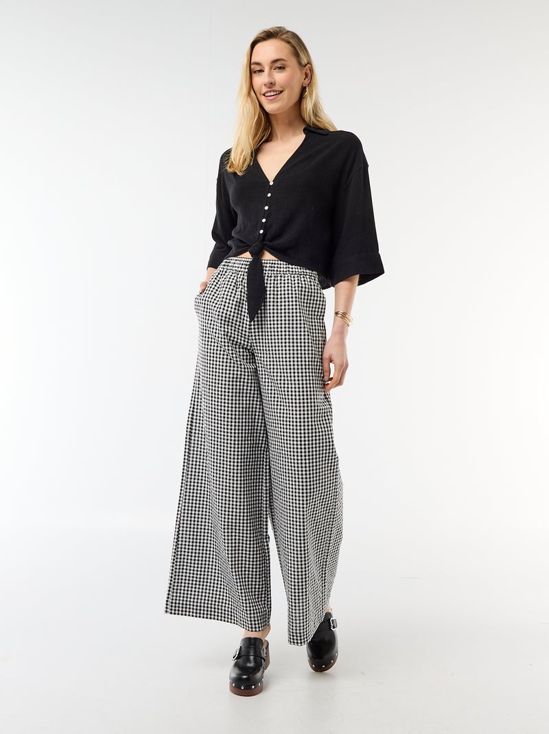 Camicia corta oversize annodata Nero - Kiabi