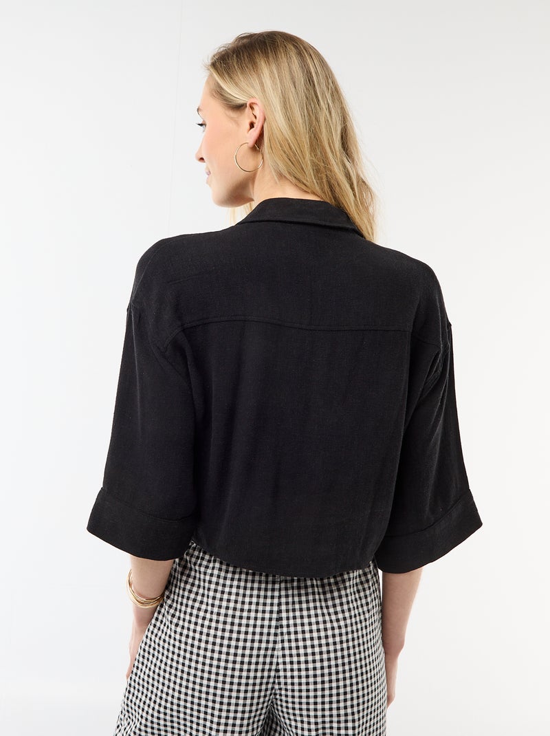 Camicia corta oversize annodata Nero - Kiabi