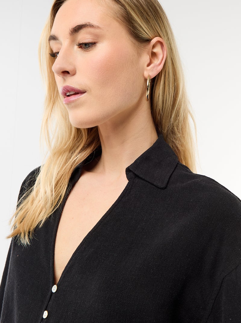 Camicia corta oversize annodata Nero - Kiabi
