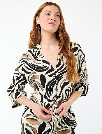 Camicia corta oversize annodata