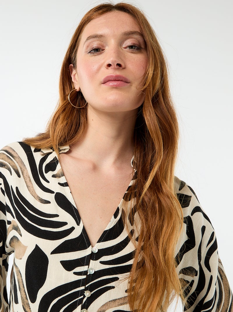 Camicia corta oversize annodata Nero - Kiabi