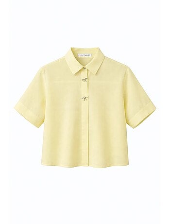 Camicia crop a maniche corte con accessori in pietra mixray