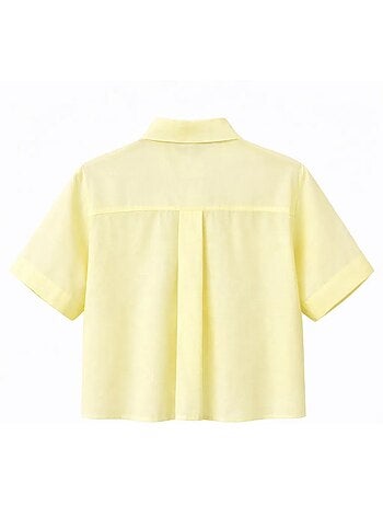 Camicia crop a maniche corte con accessori in pietra mixray