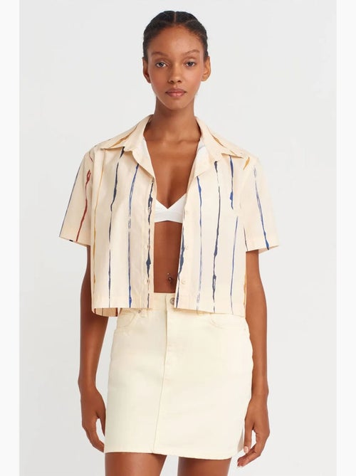 Camicia crop a righe da donna dilvin - Kiabi