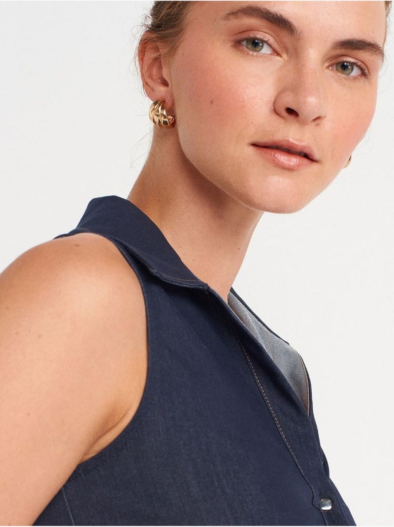 Camicia crop aderente senza maniche dilvin Blu marino - Kiabi