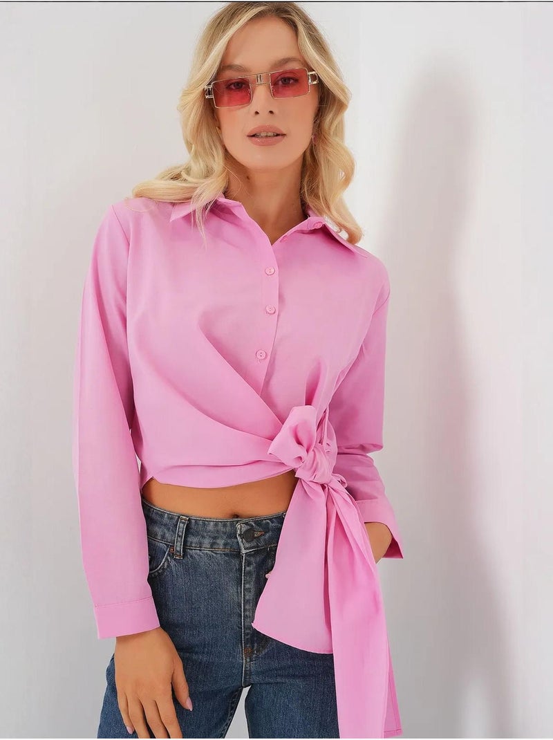Camicia crop con dettaglio fiocco bdart Rosa chiaro - Kiabi