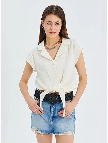 Camicia crop con dettaglio fiocco mixray
