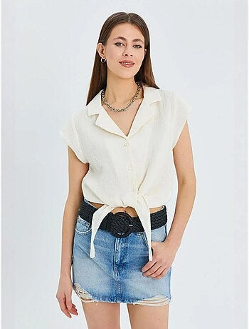 Camicia crop con dettaglio fiocco mixray