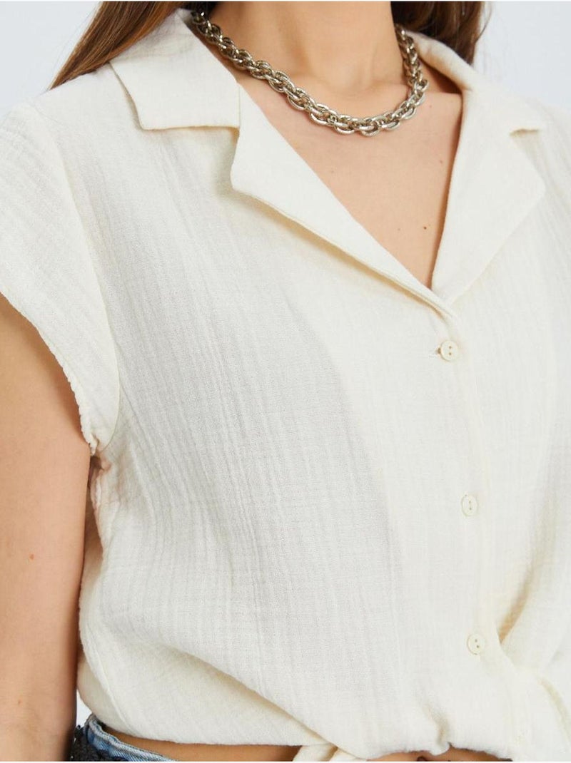 Camicia crop con dettaglio fiocco mixray Beige - Kiabi