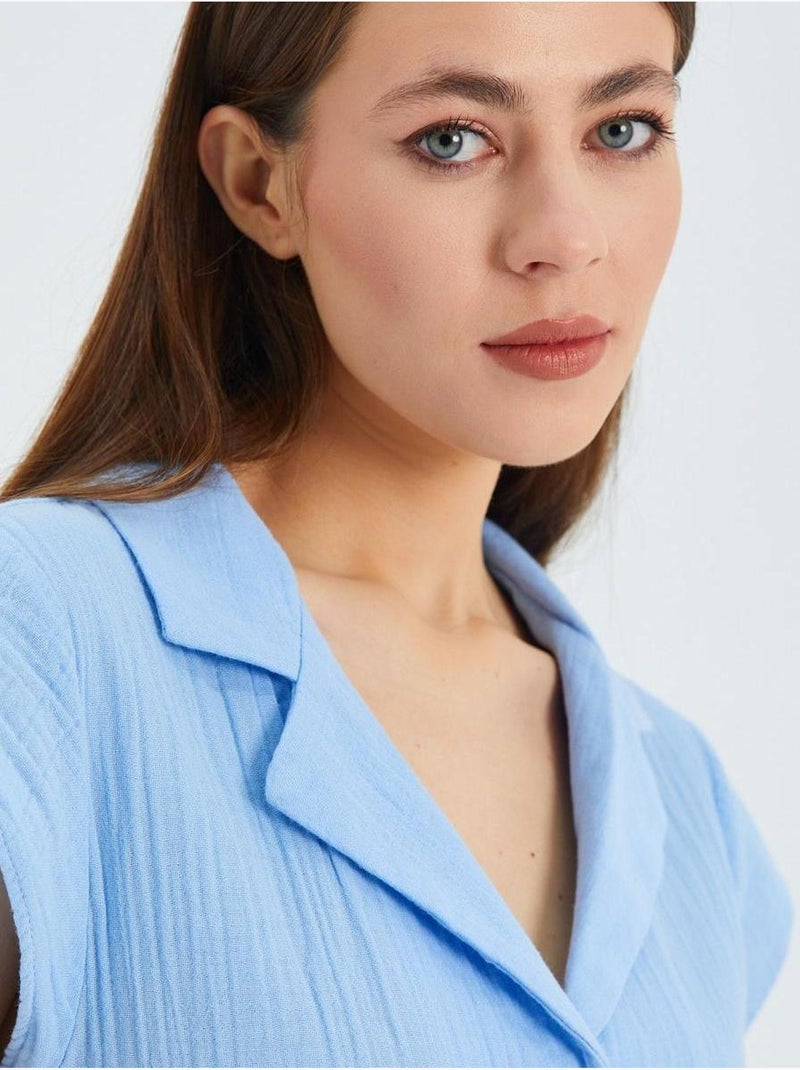 Camicia crop con dettaglio fiocco mixray Blu cielo - Kiabi