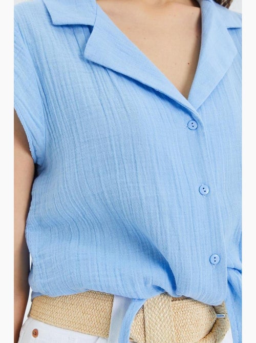 Camicia crop con dettaglio fiocco mixray - Kiabi Camicia crop con dettaglio fiocco mixray - Kiabi