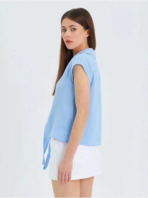 Camicia crop con dettaglio fiocco mixray - Kiabi Camicia crop con dettaglio fiocco mixray - Kiabi
