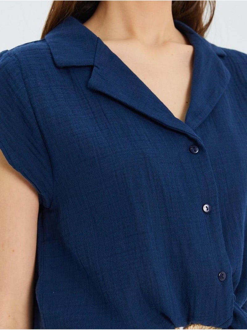 Camicia crop con dettaglio fiocco mixray Blu marino - Kiabi