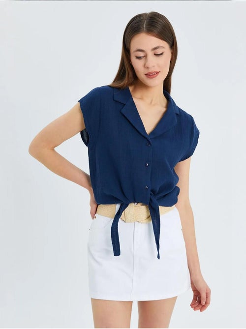 Camicia crop con dettaglio fiocco mixray - Kiabi Camicia crop con dettaglio fiocco mixray - Kiabi