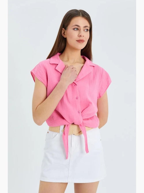 Camicia crop con dettaglio fiocco mixray - Kiabi Camicia crop con dettaglio fiocco mixray - Kiabi