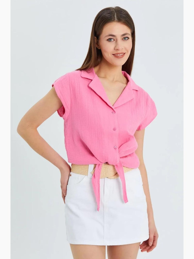 Camicia crop con dettaglio fiocco mixray Rosa - Kiabi