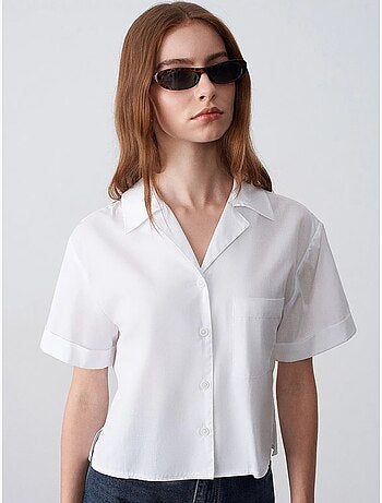 Camicia crop da donna in popeline di cotone dilvin