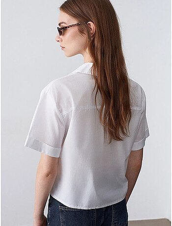 Camicia crop da donna in popeline di cotone dilvin