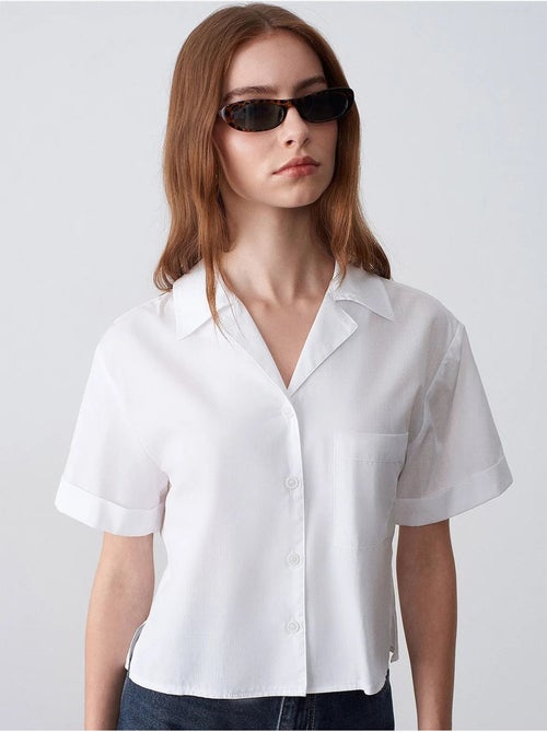 Camicia crop da donna in popeline di cotone dilvin - Kiabi Camicia crop da donna in popeline di cotone dilvin - Kiabi