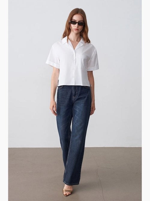 Camicia crop da donna in popeline di cotone dilvin - Kiabi Camicia crop da donna in popeline di cotone dilvin - Kiabi