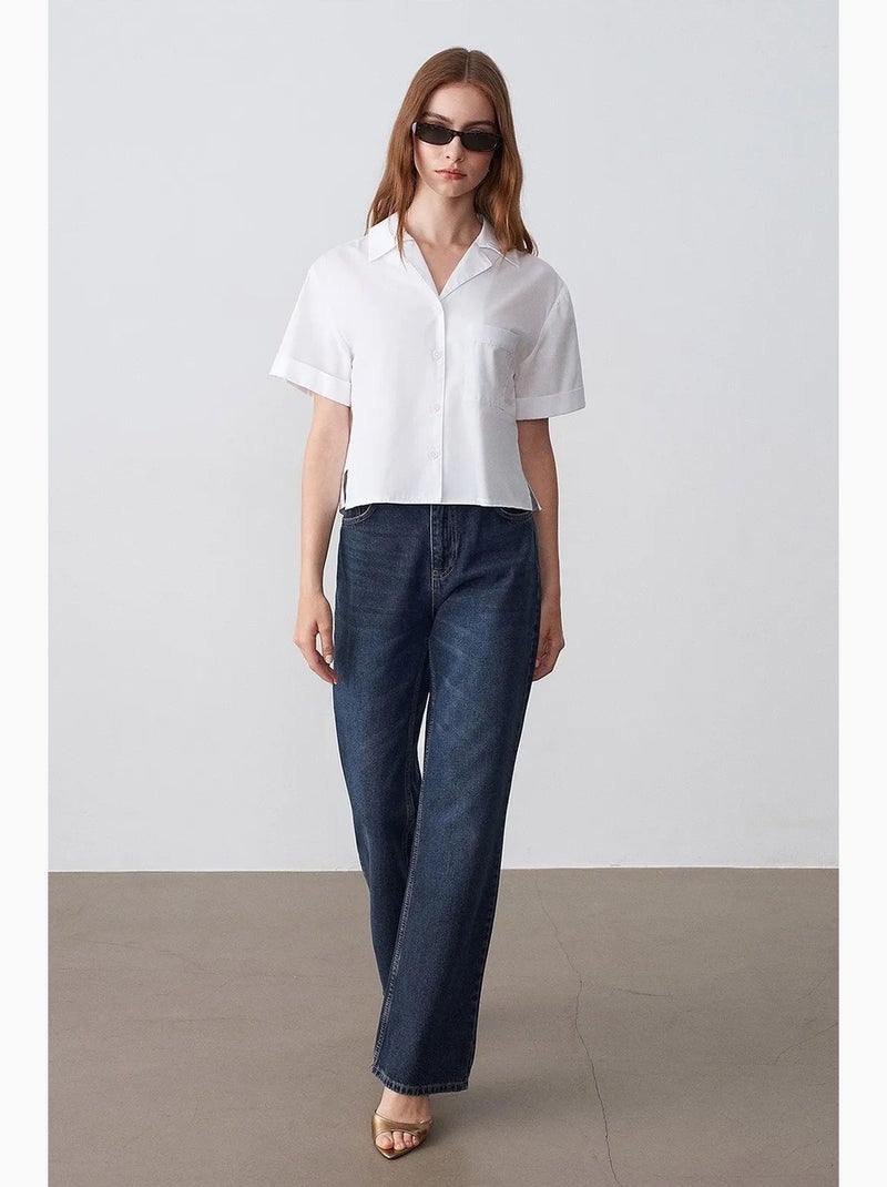 Camicia crop da donna in popeline di cotone dilvin Bianco - Kiabi