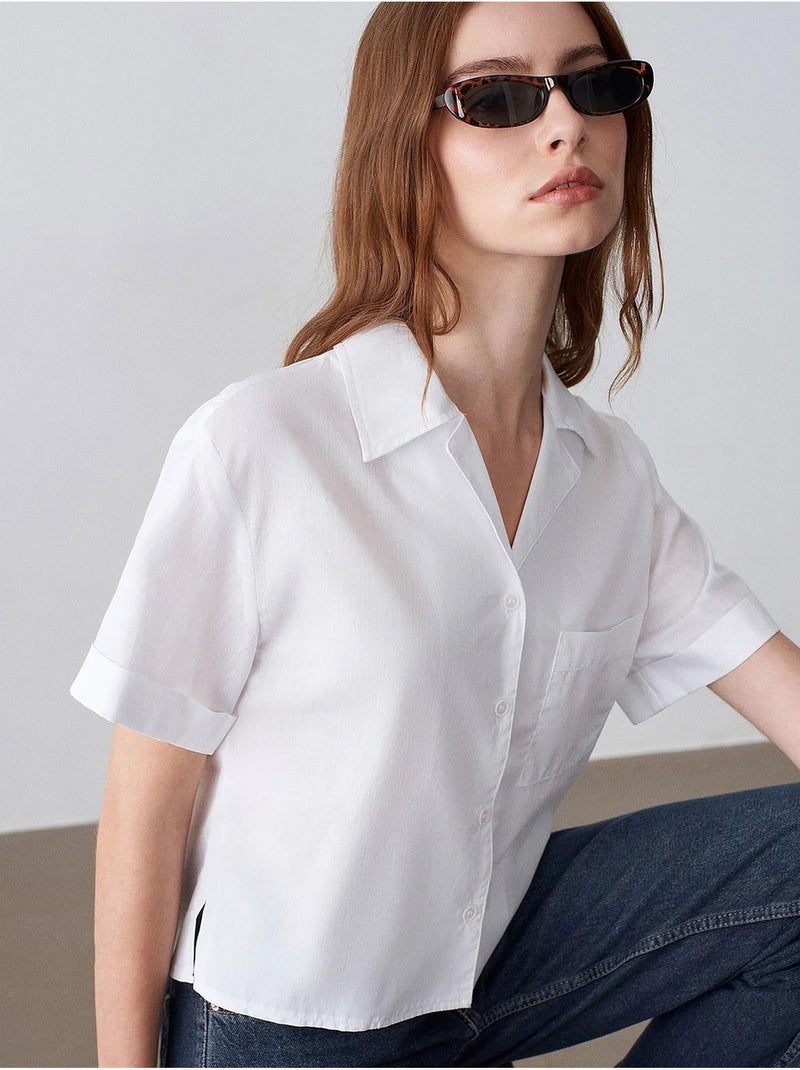 Camicia crop da donna in popeline di cotone dilvin Bianco - Kiabi