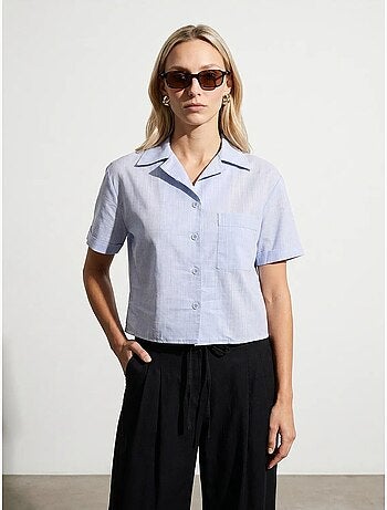 Camicia crop da donna in popeline di cotone dilvin