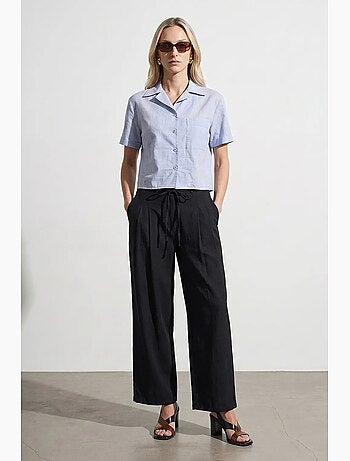 Camicia crop da donna in popeline di cotone dilvin