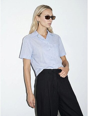 Camicia crop da donna in popeline di cotone dilvin