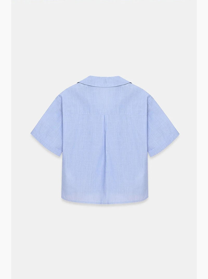 Camicia crop da donna in popeline di cotone dilvin Blu cielo - Kiabi