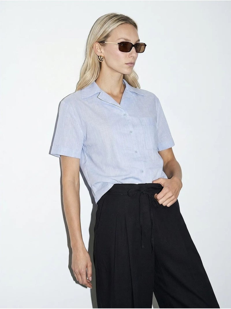 Camicia crop da donna in popeline di cotone dilvin Blu cielo - Kiabi