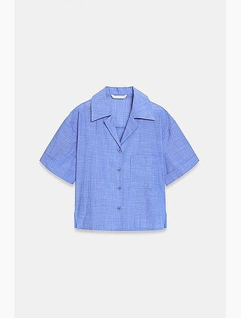 Camicia crop da donna in popeline di cotone dilvin