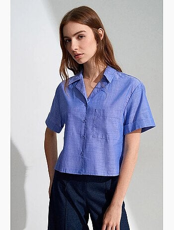 Camicia crop da donna in popeline di cotone dilvin