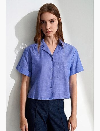 Camicia crop da donna in popeline di cotone dilvin