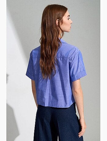 Camicia crop da donna in popeline di cotone dilvin