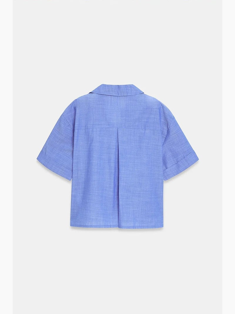 Camicia crop da donna in popeline di cotone dilvin Blu pastello - Kiabi