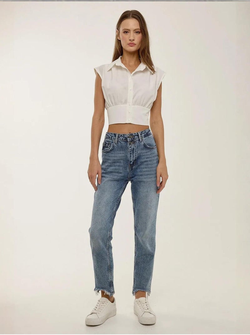 Camicia crop hiccup Beige naturale - Kiabi