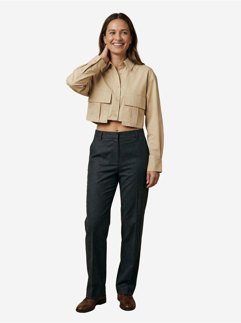 Camicia crop in popeline di cotone my fashion Cammello - Kiabi
