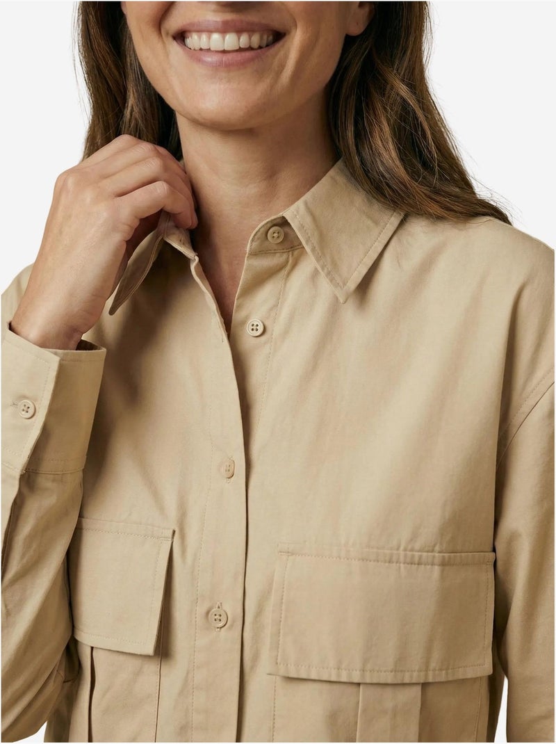 Camicia crop in popeline di cotone my fashion Cammello - Kiabi
