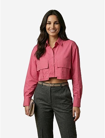Camicia crop in popeline di cotone my fashion