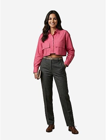 Camicia crop in popeline di cotone my fashion